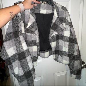 Black, white, grey checkered jacket
